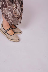 Immaculate Vegan - Padova Jute Vegan Flats | Black & Beige