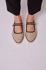 Immaculate Vegan - MOMOC Padova Jute Vegan Flats | Black & Beige