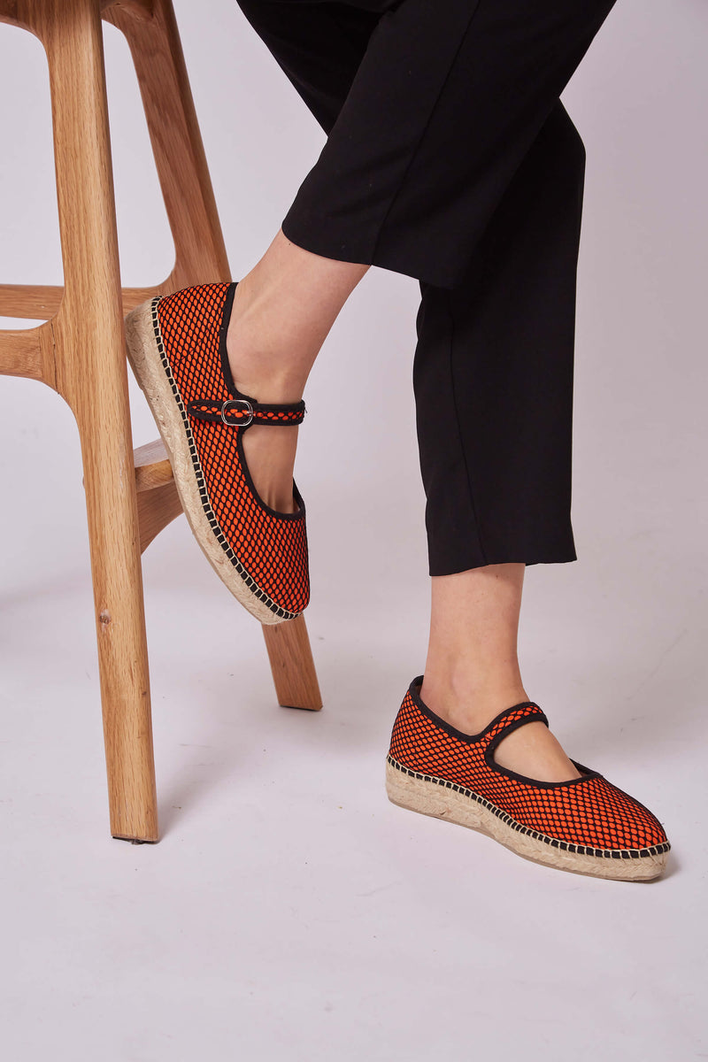 MOMOC Mesh Jute Vegan Flats | Orange