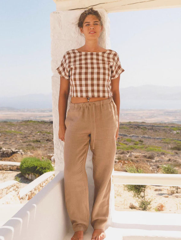 AmourLinen Malmo Linen Trousers | Multiple Colours Rosy Brown / XS