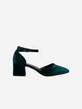 Immaculate Vegan - Forever and Always Shoes Marcelle Vegan Velvet Low Heels | Emerald Green