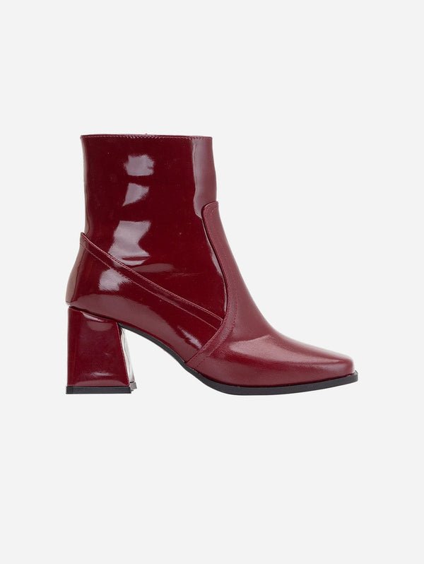 Maya Ankle Vegan Boots | Burgundy Patent