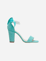 Immaculate Vegan - Forever and Always Shoes Melissa - Aqua Blue Suede Sandals with Pearls