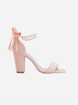 Immaculate Vegan - Forever and Always Shoes Melissa - Coral Suede Sandals with Pearls