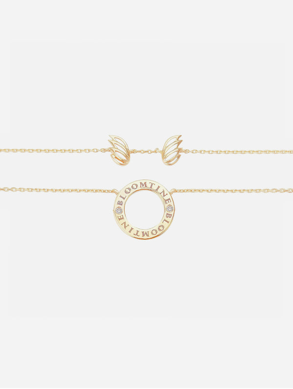 Mini Halo Wings™ Diamond Gold Vermeil Angel Necklace