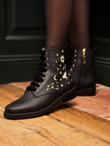 Immaculate Vegan - Minuit sur Terre Galaxy Recycled Vegan Leather Embroidered Boots | Astro 35