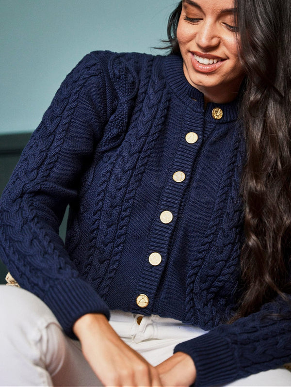 Minuit sur Terre Cloud Organic Cotton Thick Knit Cardiagn | Midnight Blue XS