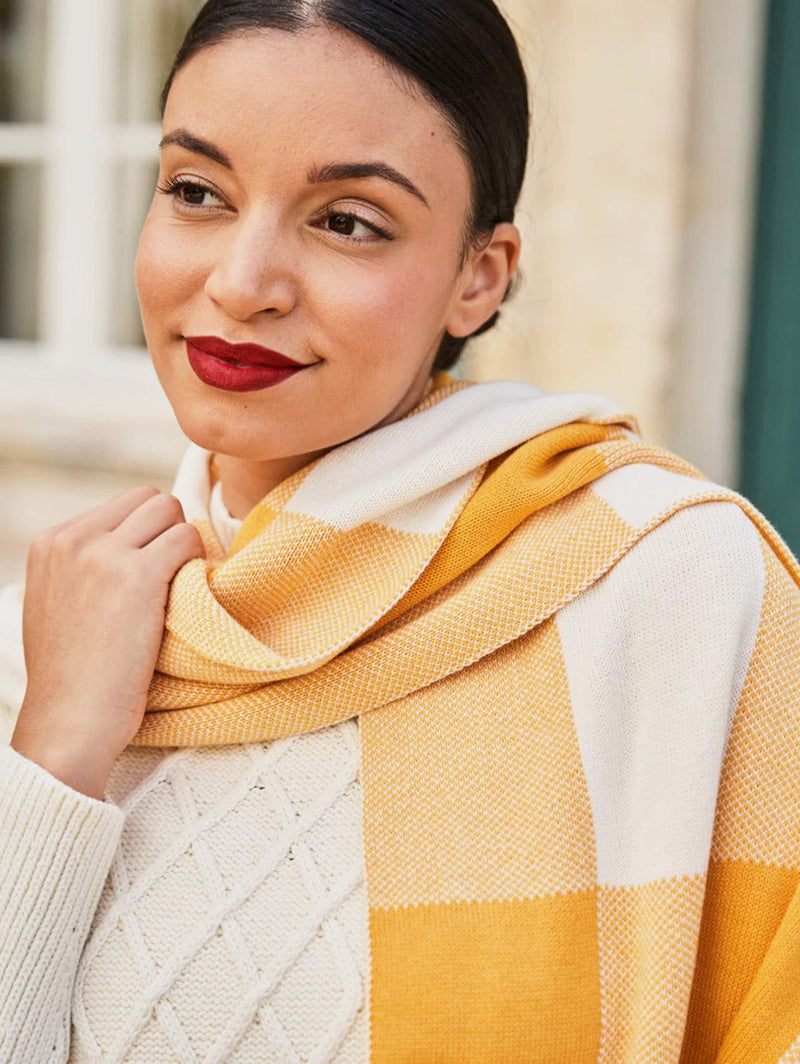 Minuit sur Terre Meridian Organic Cotton Vegan Scarf | Ochre Yellow