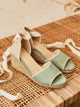 Immaculate Vegan - Minuit sur Terre Azalea Vegan Suede Espadrille Wedge Sandals | Sage