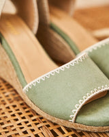 Immaculate Vegan - Minuit sur Terre Azalea Vegan Suede Espadrille Wedge Sandals | Sage