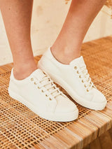 Immaculate Vegan - Minuit sur Terre Virevolte Recycled Grain Leather Vegan Sneakers | Cream UK2.5 / EU35 / US4