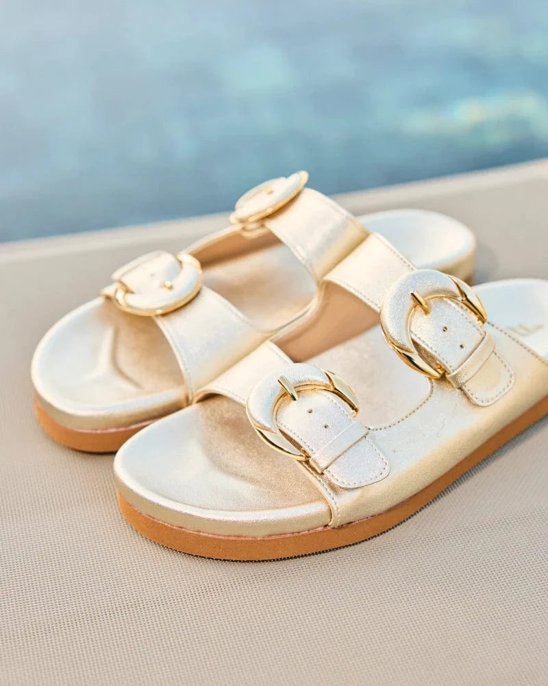 Minuit sur Terre Camellia Vegan Leather Sandals | Gold