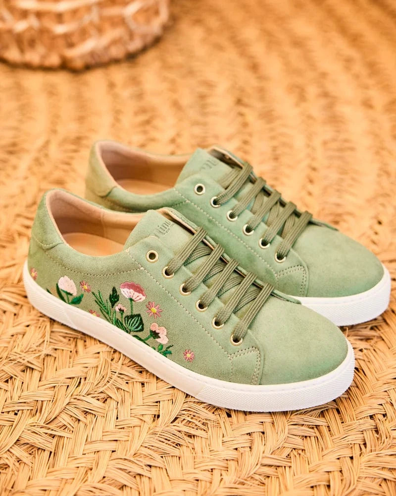 Minuit sur Terre Virevolte Recycled Grain Vegan Suede Embroidered Sneakers | Garden