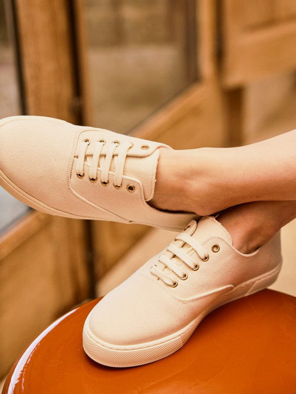 Minuit sur Terre Heart Recycled Cotton Vegan Lightweight Sneakers | Ecru