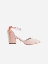 Immaculate Vegan - Forever and Always Shoes Miranda Vegan Velvet Pearl Low Heels | Coral Pink