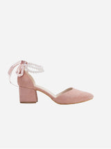 Immaculate Vegan - Forever and Always Shoes Miranda Vegan Velvet Pearl Low Heels | Dusty Pink