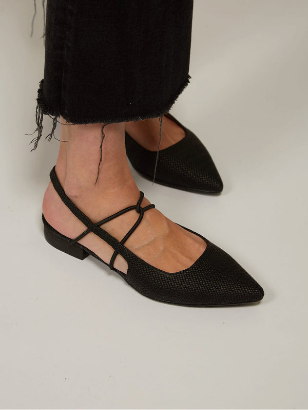 Sandalias Eco Suede Vegan Slingback Pumps | Black