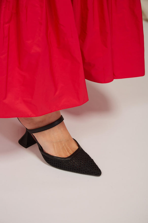 Ibiza Cotton Mesh Pointed Heels | Black