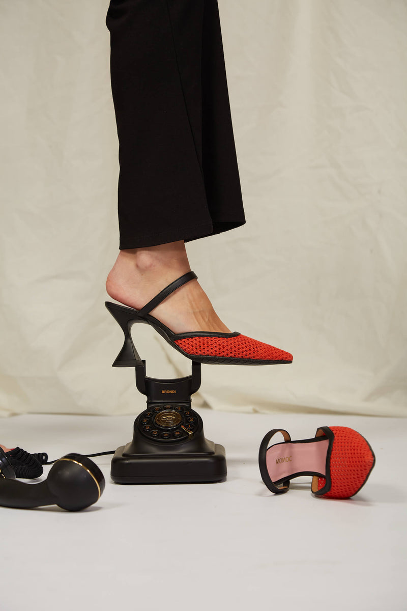 Ibiza Cotton Mesh Pointed Heels | Orange