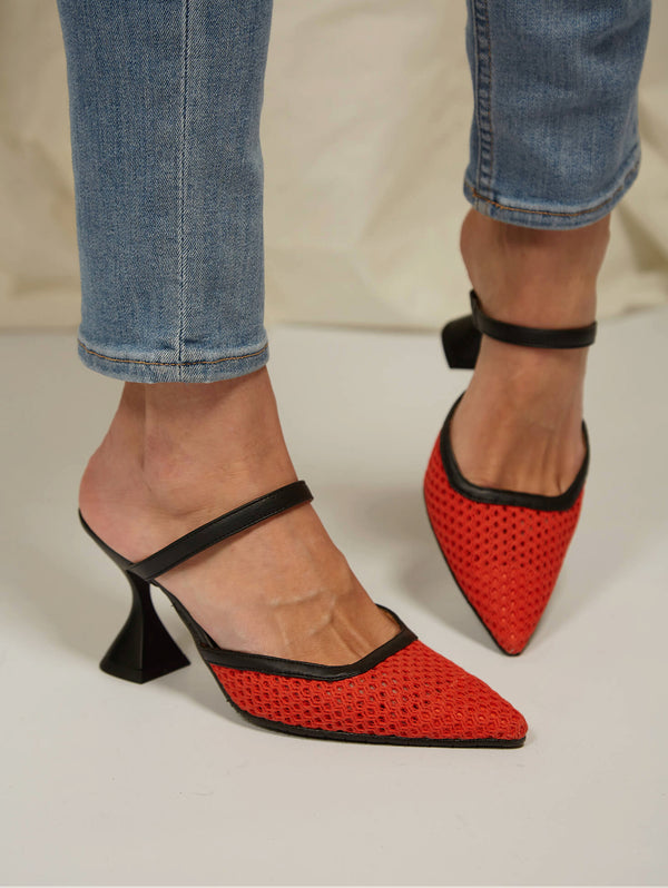 Ibiza Cotton Mesh Pointed Heels | Orange