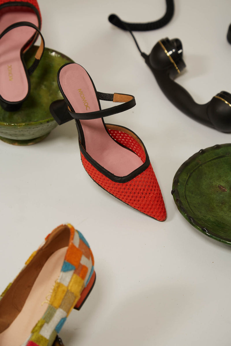 Ibiza Cotton Mesh Pointed Heels | Orange