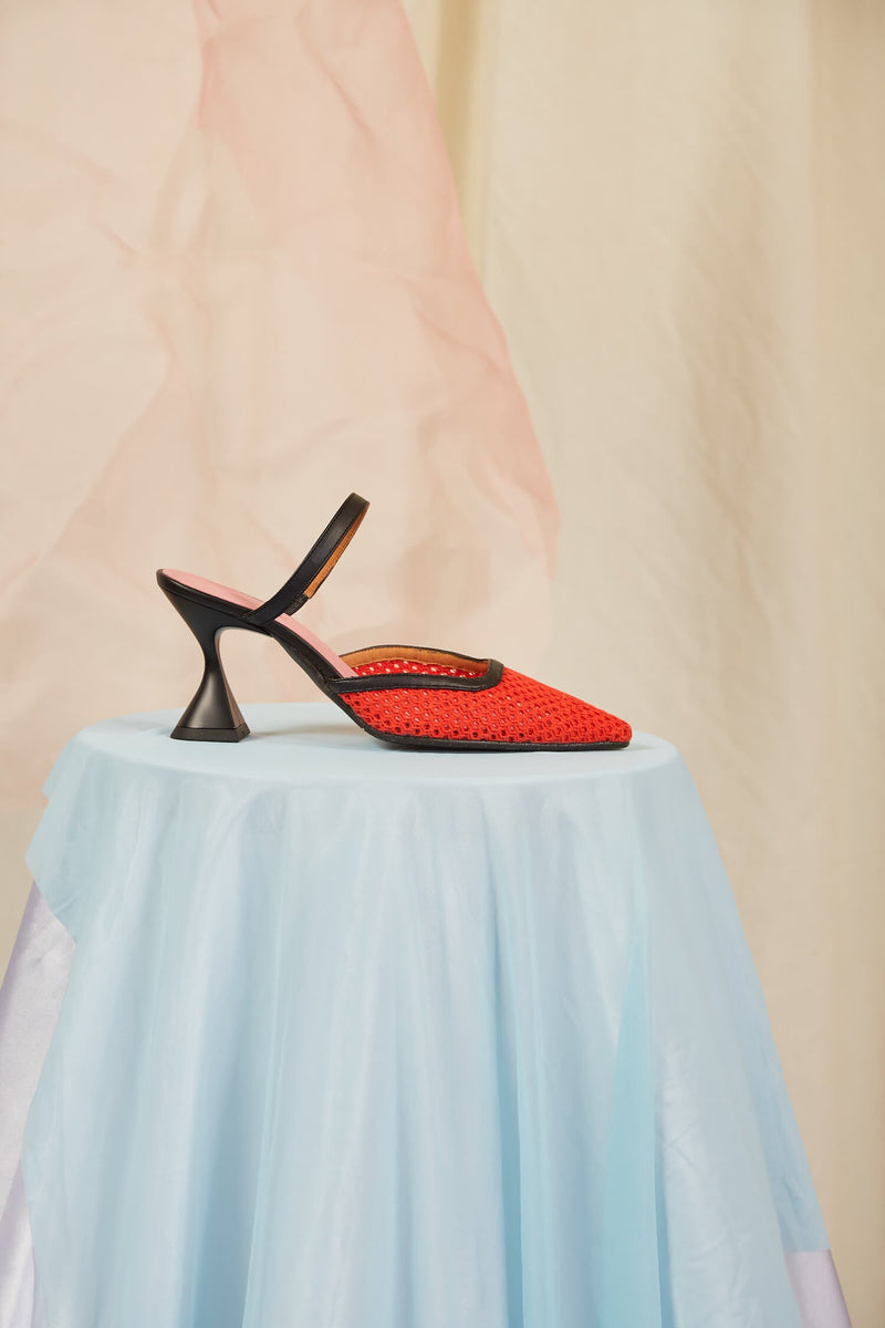 Ibiza Cotton Mesh Pointed Heels | Orange