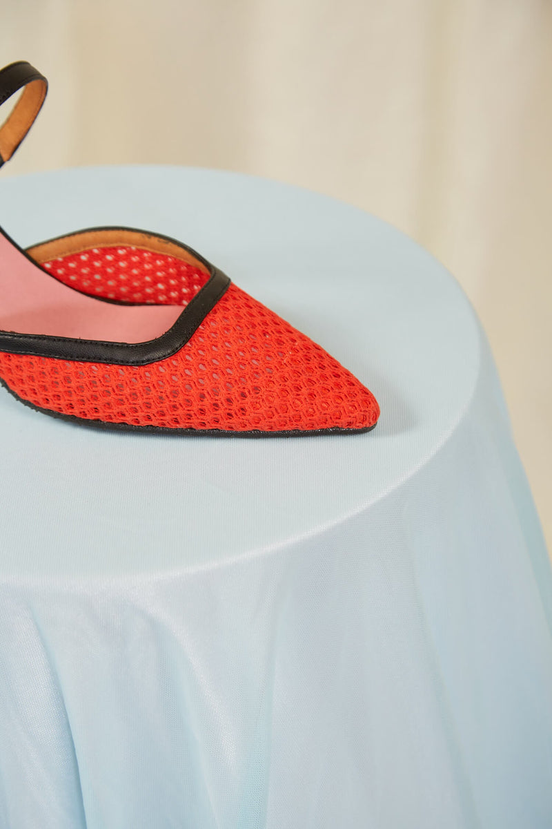Ibiza Cotton Mesh Pointed Heels | Orange