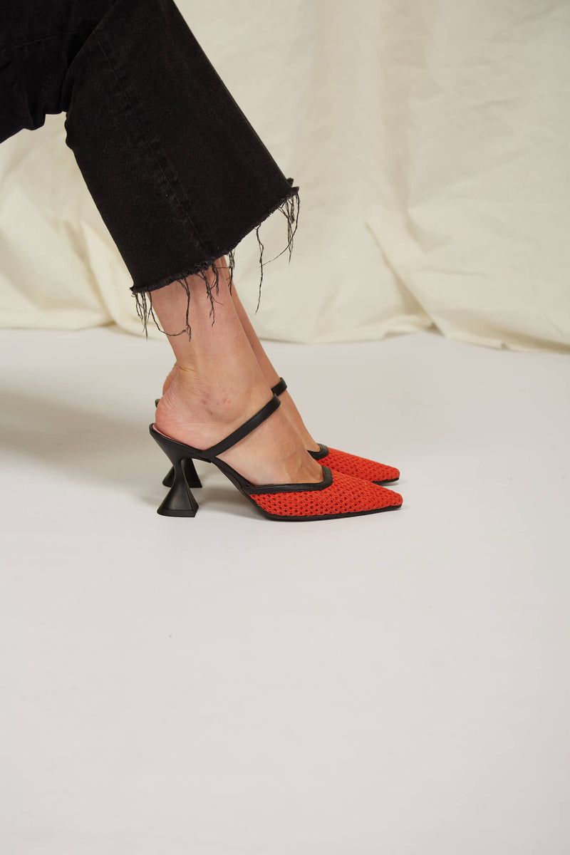 Ibiza Cotton Mesh Pointed Heels | Orange