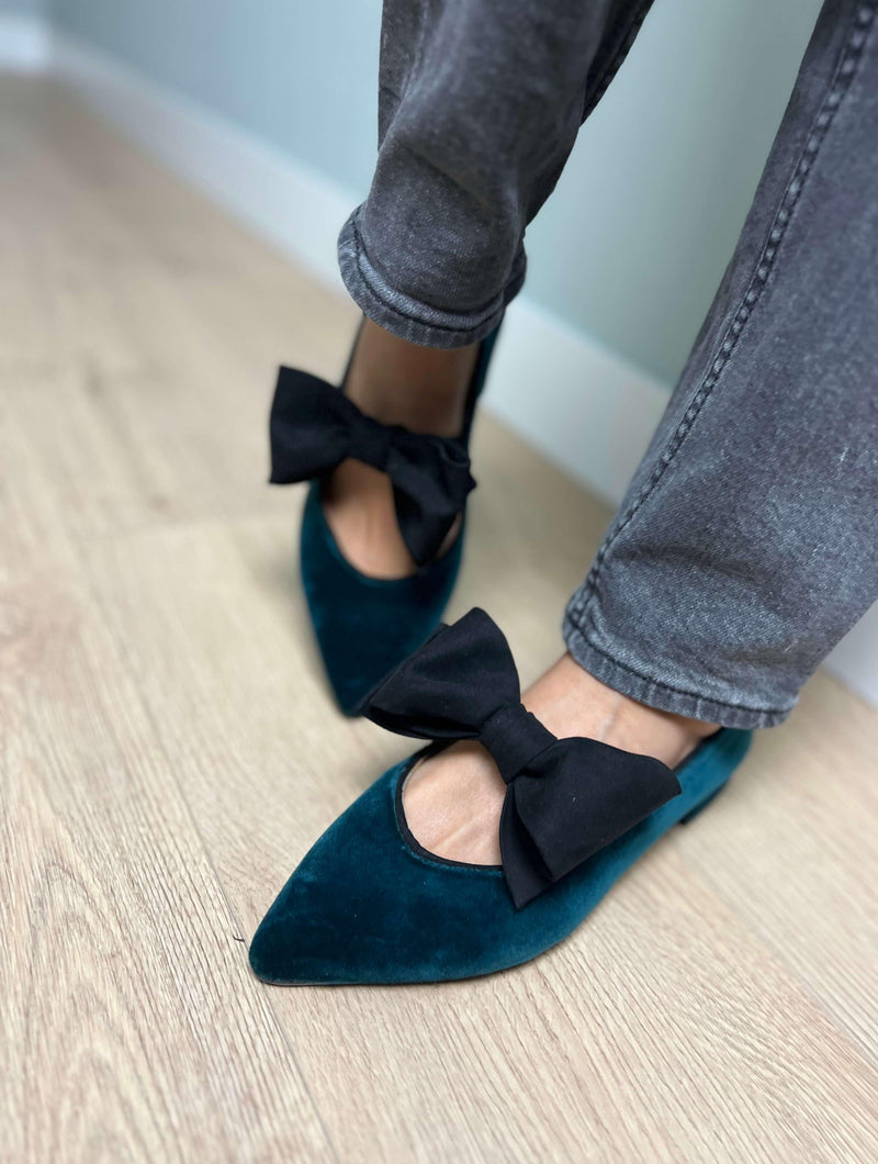 MOMOC Bailarinas terciopelo verde Lucrecia