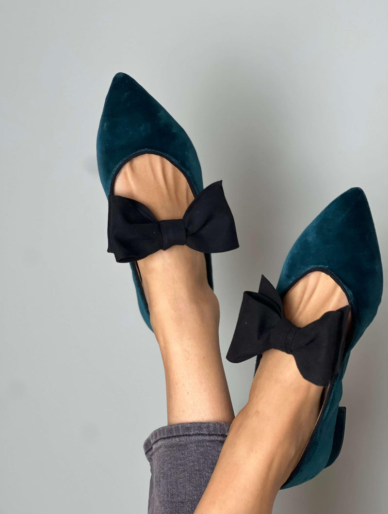 MOMOC Bailarinas terciopelo verde Lucrecia