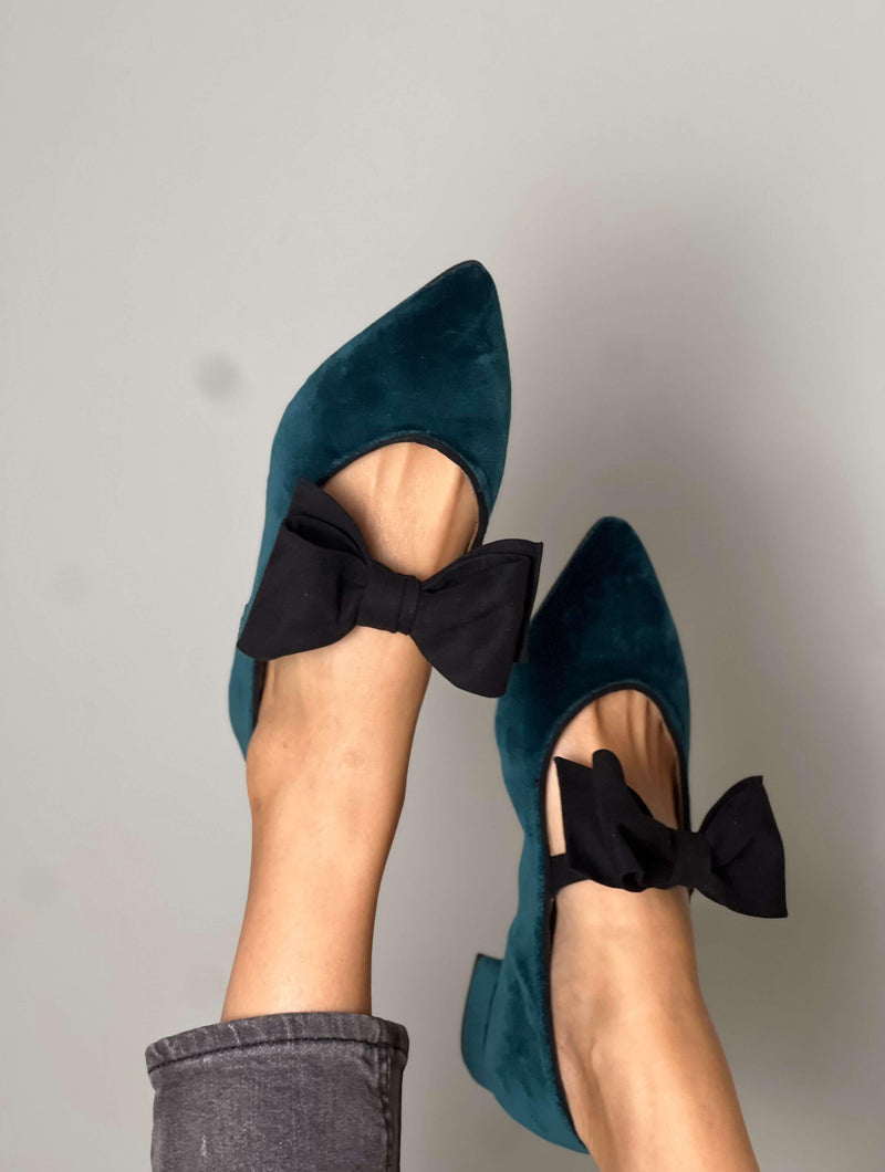 MOMOC Bailarinas terciopelo verde Lucrecia