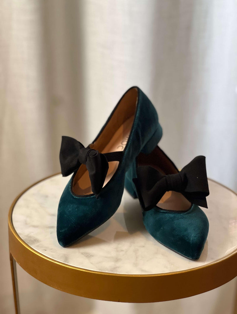 MOMOC Bailarinas terciopelo verde Lucrecia