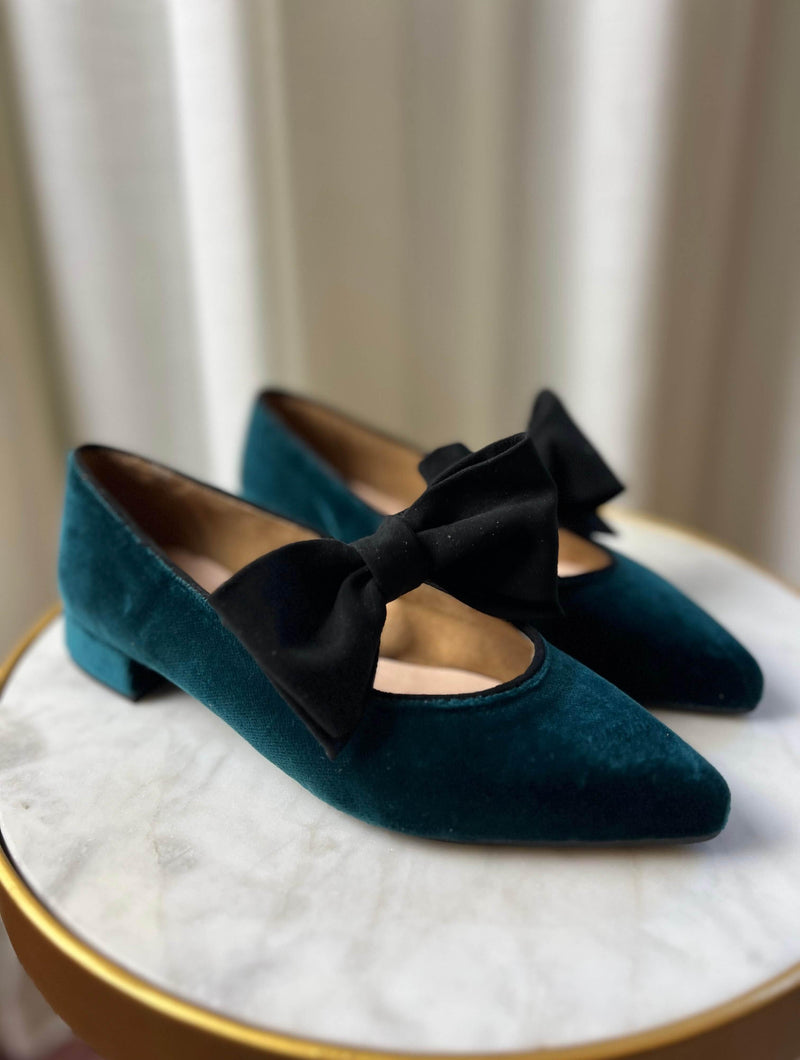 MOMOC Bailarinas terciopelo verde Lucrecia