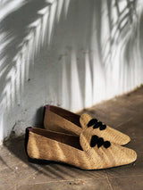 Immaculate Vegan - MOMOC Casablanca Raffia Vegan Moccasins | Beige UK3 / EU36 / US5