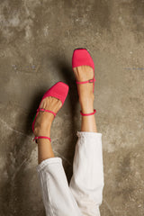 Immaculate Vegan - Bamboo Vegan Suede Mid Heeled Pumps | Pink & Green