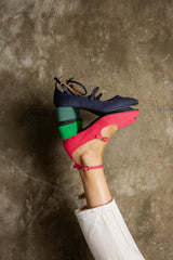 Immaculate Vegan - Bamboo Vegan Suede Mid Heeled Pumps | Pink & Green