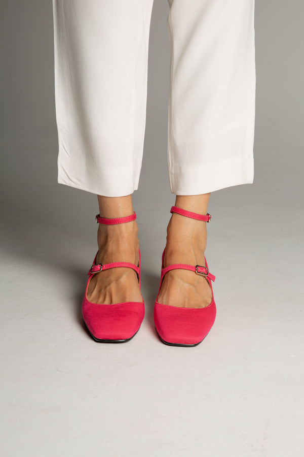 Bamboo Vegan Suede Mid Heeled Pumps | Pink & Green