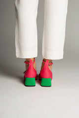 Immaculate Vegan - Bamboo Vegan Suede Mid Heeled Pumps | Pink & Green