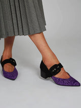 Immaculate Vegan - MOMOC Tulip Eco Suede Vegan Heeled Sandals | Black & Purple UK3 / EU36 / US5