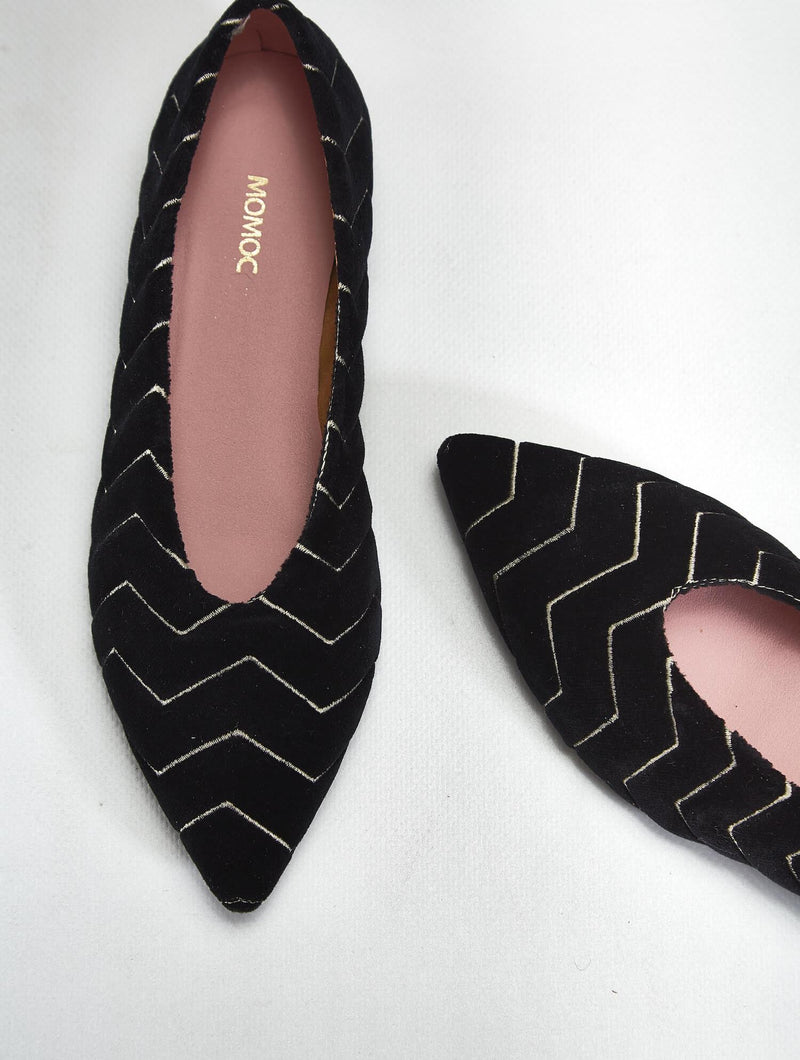 Dragonfly Dancers Vegan Velvet Flats | Black