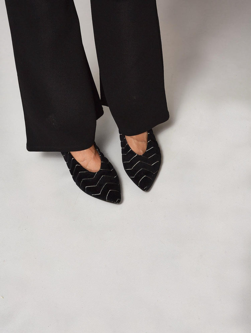 Dragonfly Dancers Vegan Velvet Flats | Black