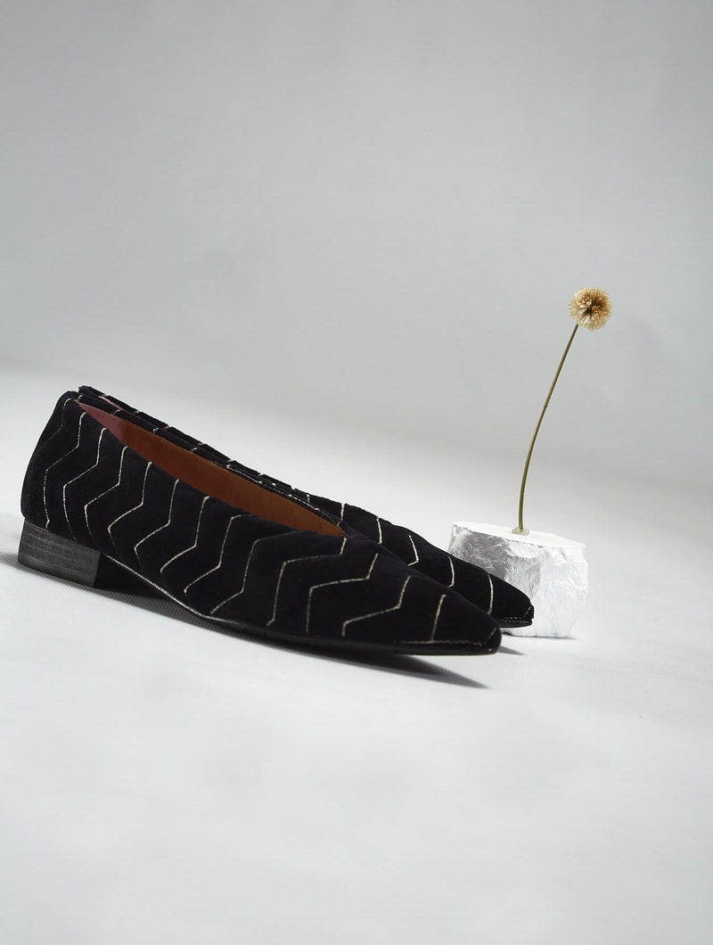 Dragonfly Dancers Vegan Velvet Flats | Black