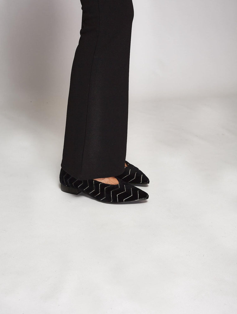 Dragonfly Dancers Vegan Velvet Flats | Black