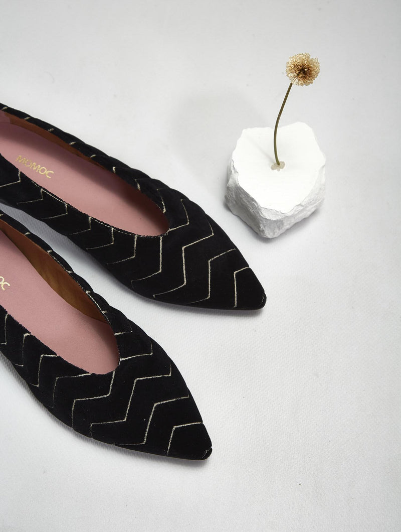 Dragonfly Dancers Vegan Velvet Flats | Black