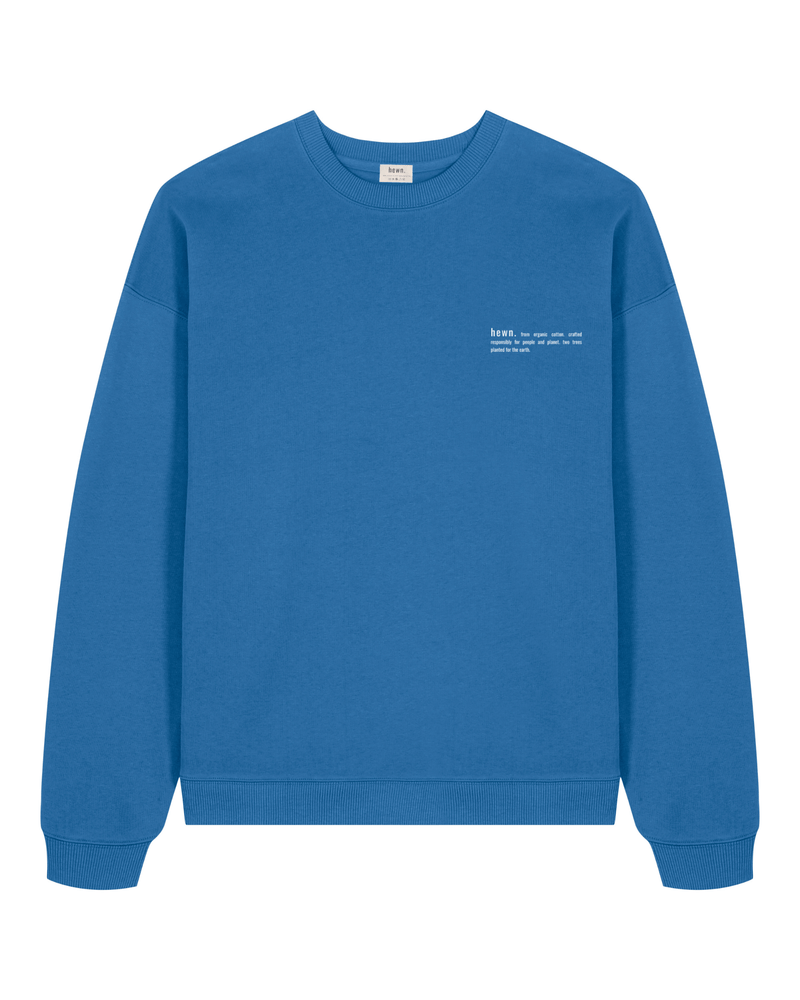 hewn. Mens Organic Cotton Signature Oversized Sweatshirt in Morpho Blue