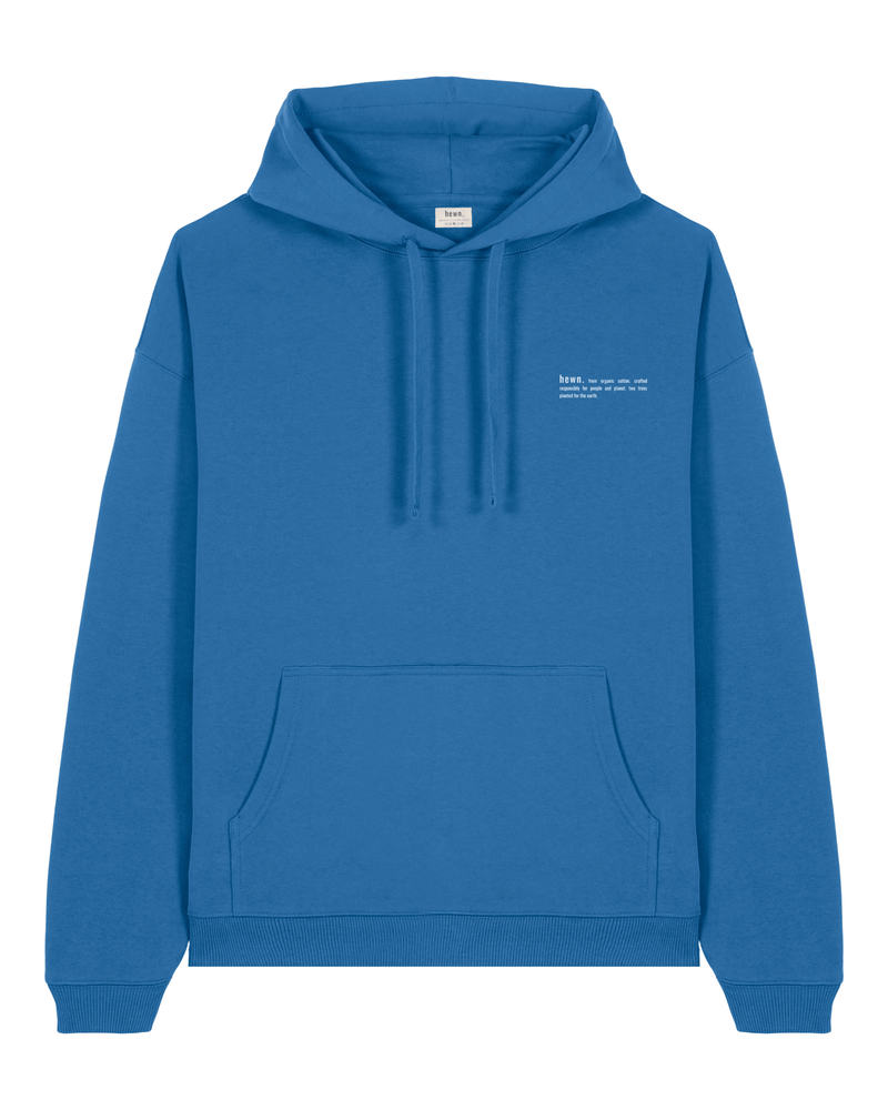 hewn. Mens Organic Cotton Signature Oversized Hoodie in Morpho Blue