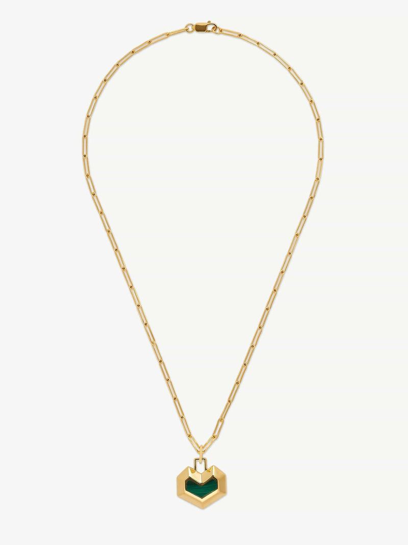 Under Her Eyes DARYL NECKLACE <br> 18k Gold Plated - Malachite Gold / 18k Gold Plated Silver