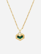 Immaculate Vegan - Under Her Eyes DARYL NECKLACE <br> 18k Gold Plated - Malachite Gold / 18k Gold Plated Silver