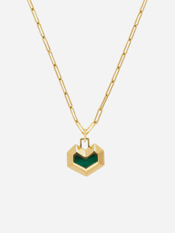 Under Her Eyes DARYL NECKLACE <br> 18k Gold Plated - Malachite Gold / 18k Gold Plated Silver