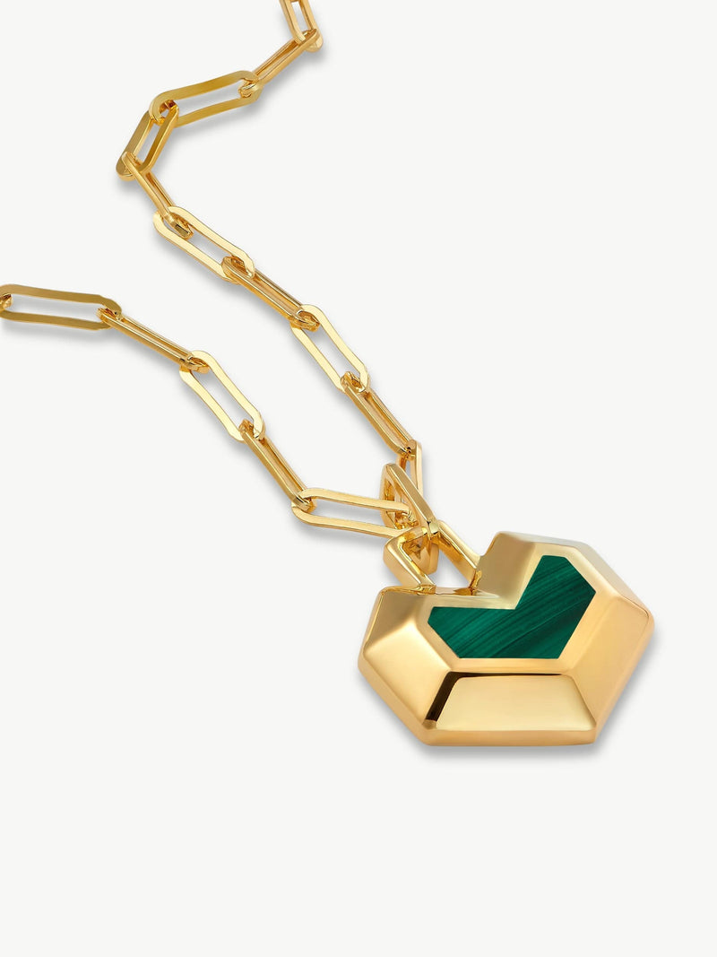 Under Her Eyes DARYL NECKLACE <br> 18k Gold Plated - Malachite Gold / 18k Gold Plated Silver